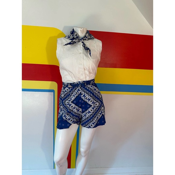 1960s bandana print 4 piece shorts set by Peck and peck sz s / m pinup playsuit - Picture 10 of 10